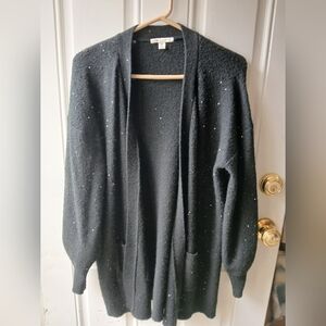 Cato Black Sparkle Cardigan Women’s Medium Open Front Glitter Sweater